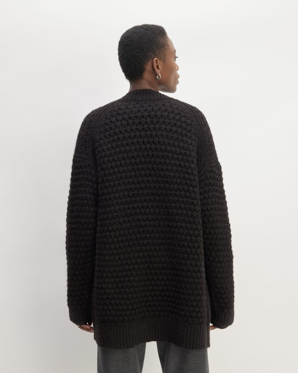 The Cloud Oversized Textured Cardigan | Black - Image 6