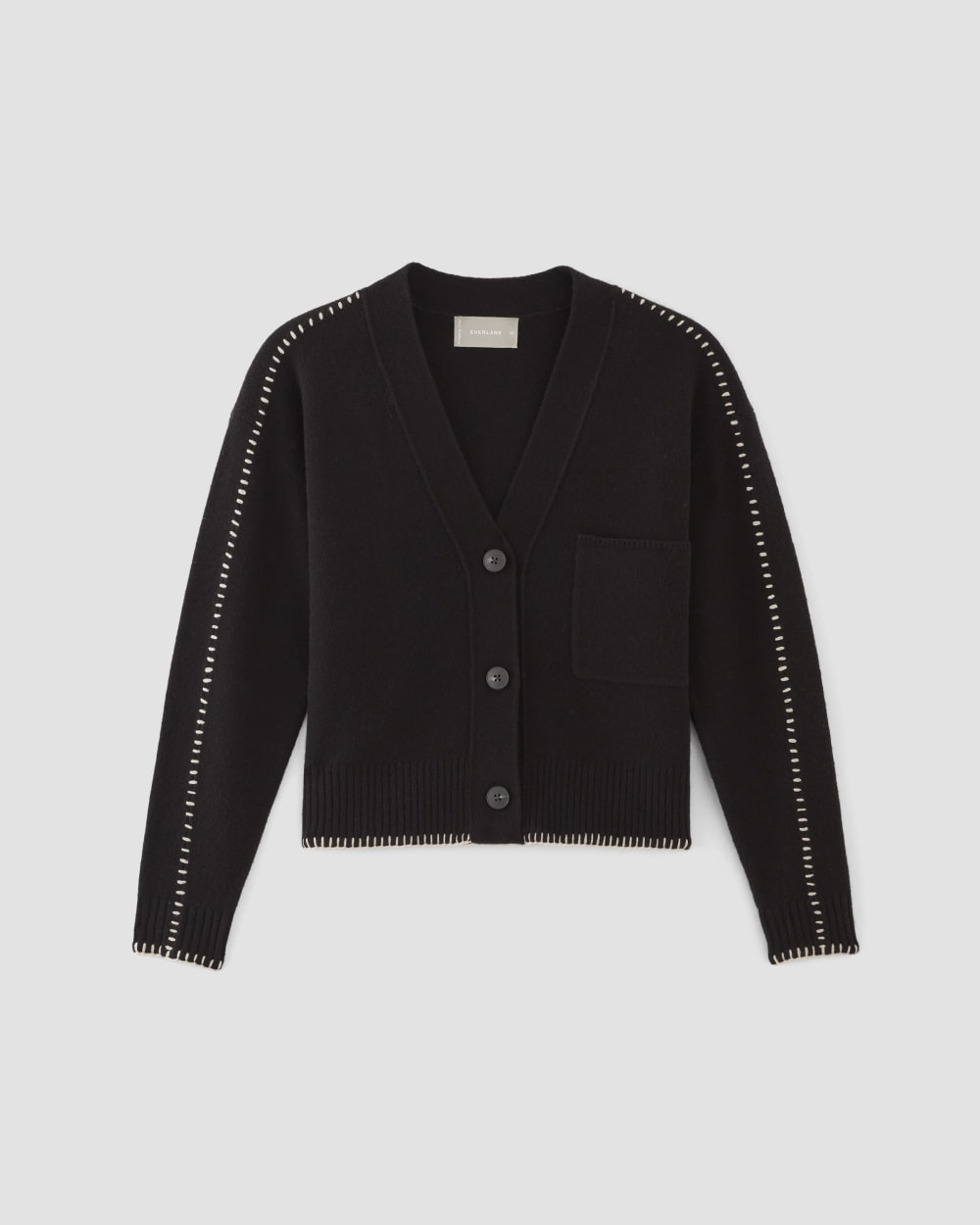 The Good Merino Wool Cardigan | Black / Buttermilk - Image 2