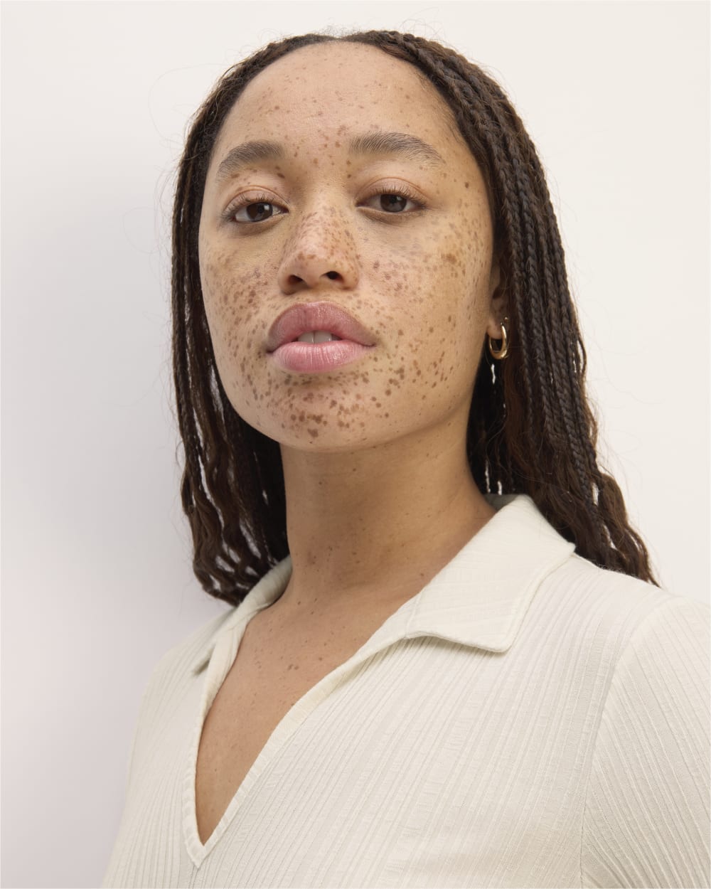 The Rib Soft Knit Open Collar Polo | Bone - Image 4