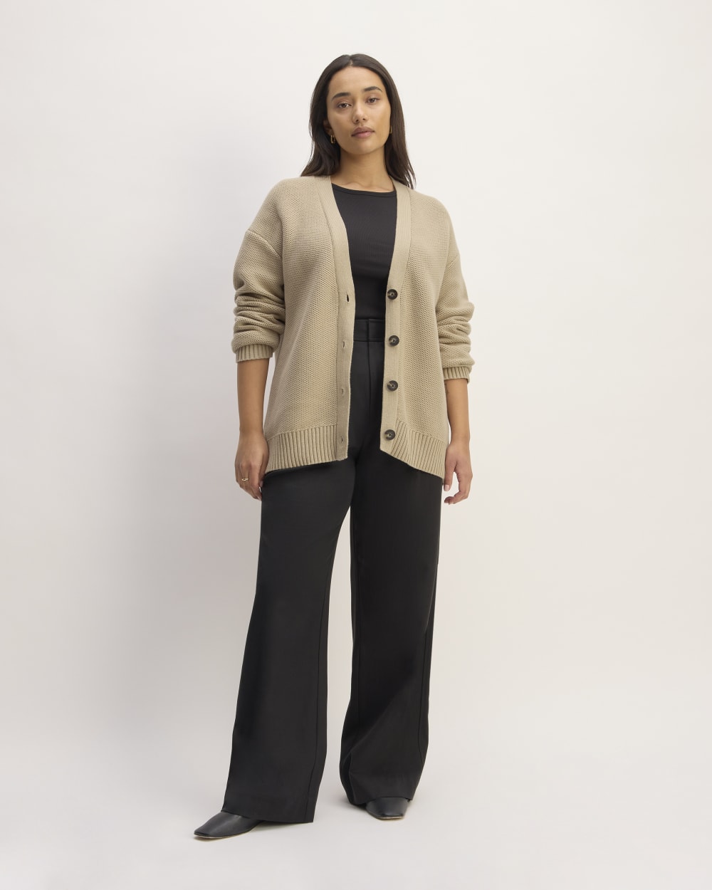 The Cotton Honeycomb Cardigan | Trench Coat Khaki - Image 3