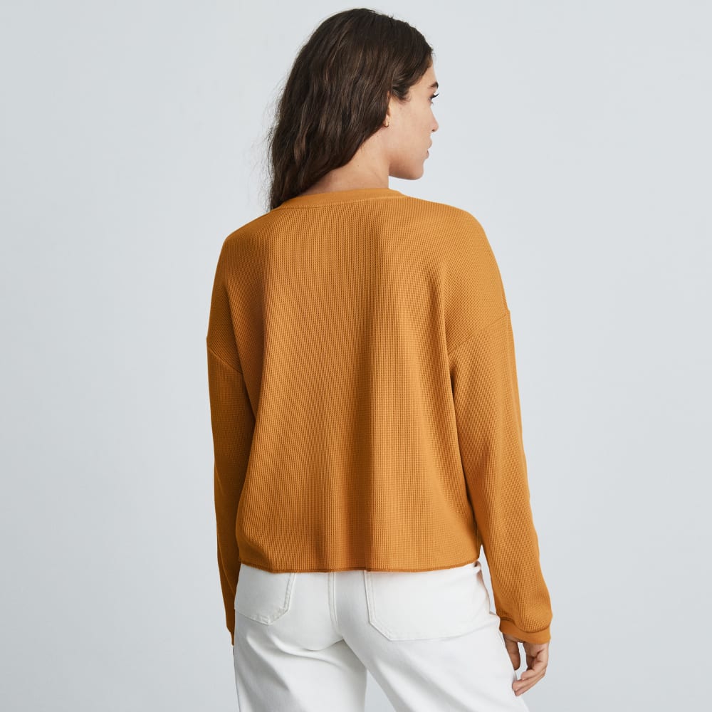 The Organic Cotton Waffle Henley | Burnt Orange - Image 4