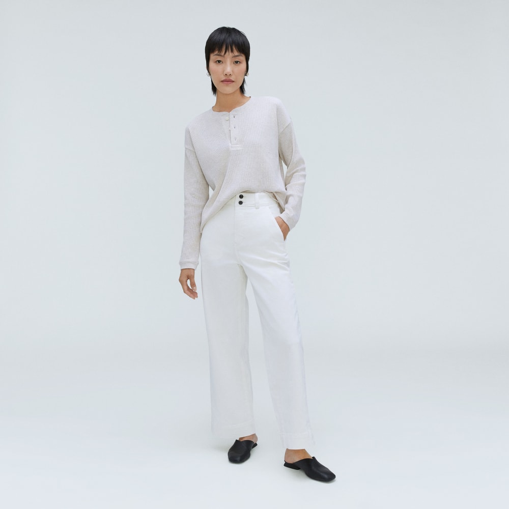 The Organic Cotton Waffle Henley | Heathered Tan - Image 6