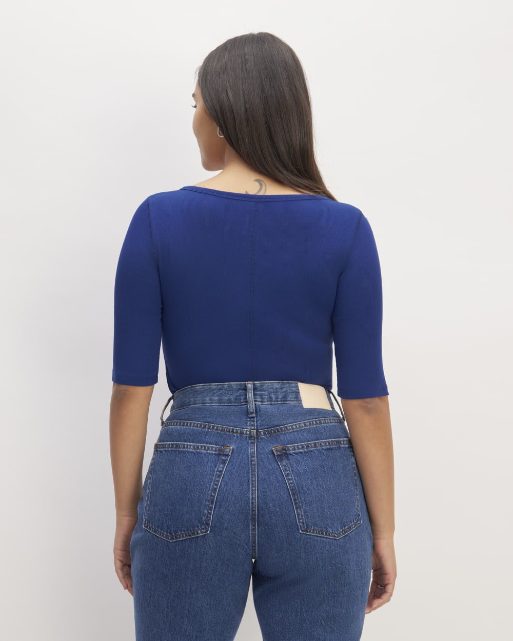 The Luxe Rib Scoop-Neck Tee | Bellwether Blue - Image 4