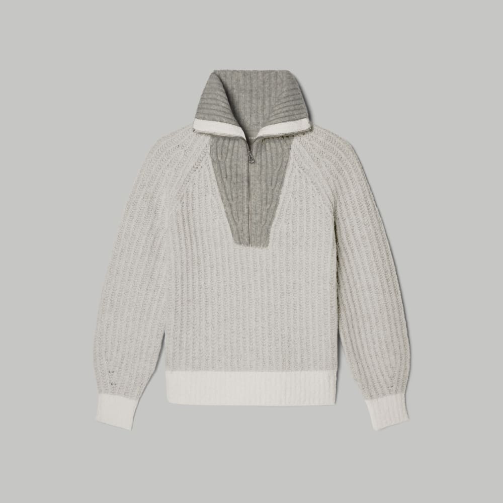 The Luxe Teddy Oversized Half Zip Sweater | Canvas Tan / Heather Grey - Image 2