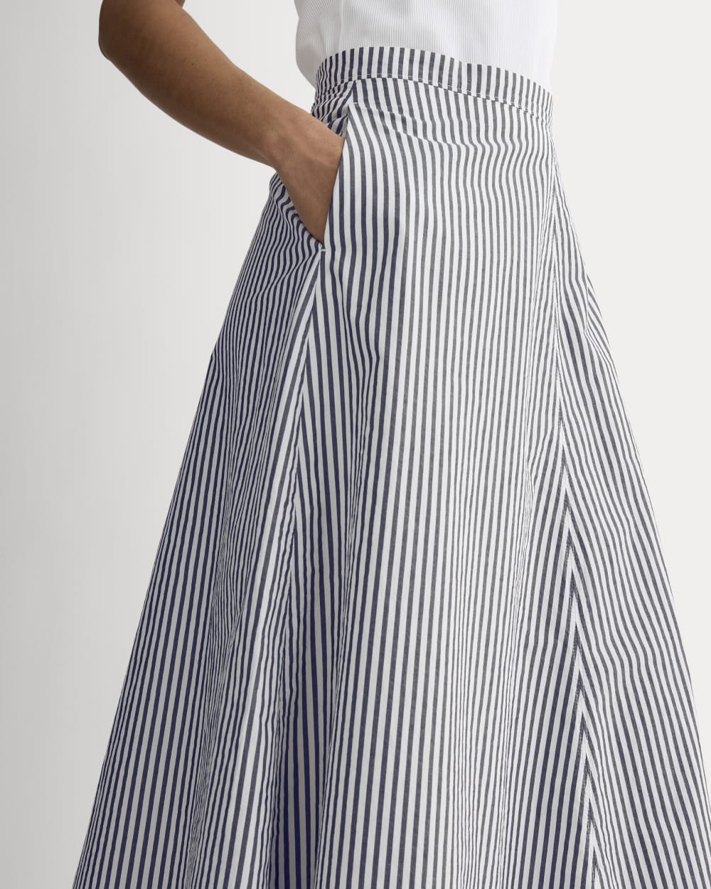 The Midi Skirt in Ultrasoft Cotton | Optic White / Black - Image 3