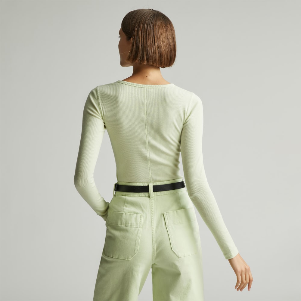 The Pima Micro-Rib Long-Sleeve Crew | Seafoam Green - Image 2