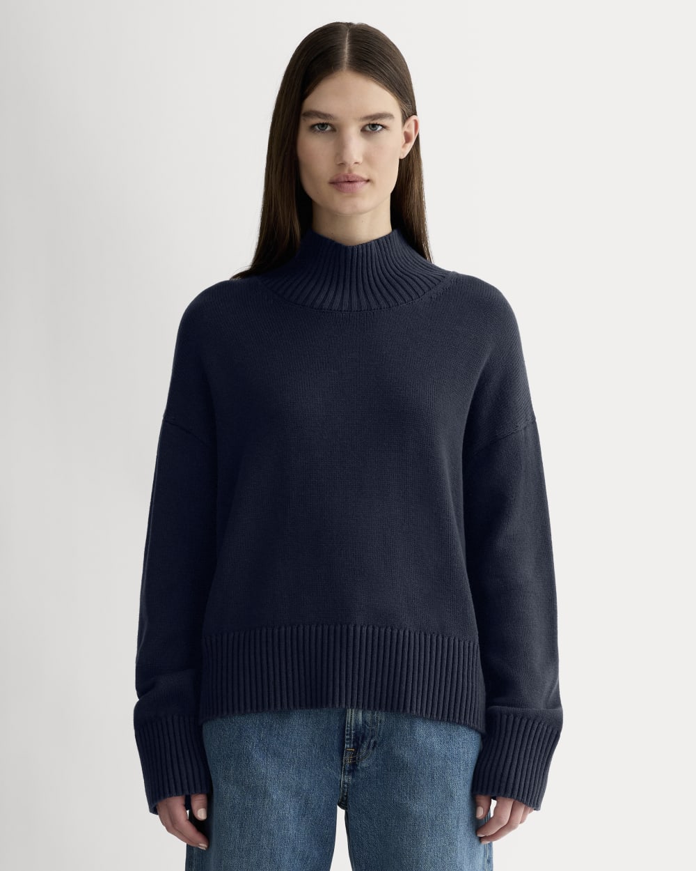 The Boxy Turtleneck in Everyday Cotton | Navy
