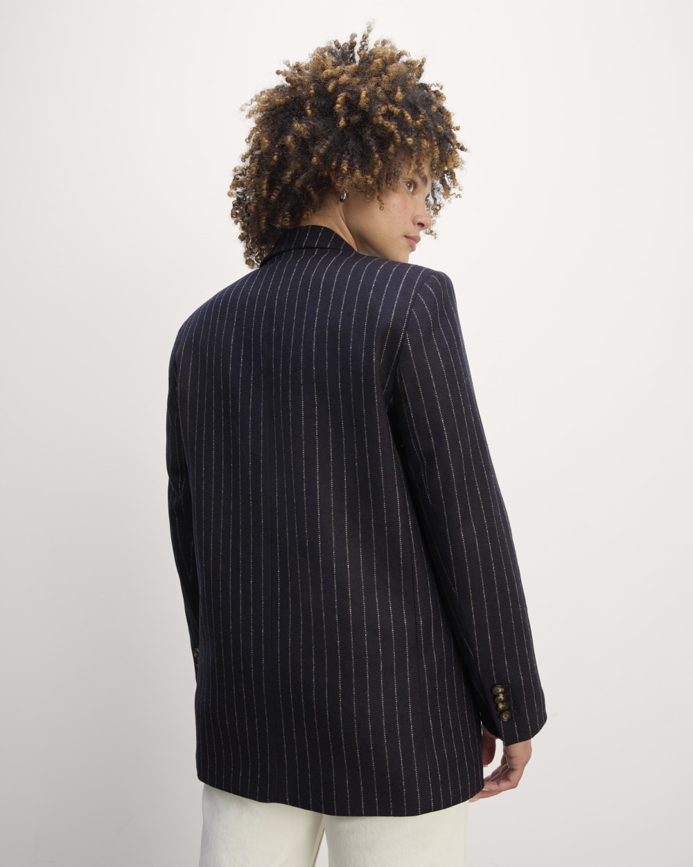 The Oversized Blazer in Wool | Navy / White - Image 6