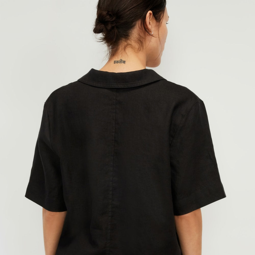 The Linen Workwear Shirt | Black - Image 6