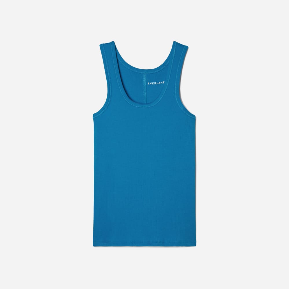 The Pima Micro-Rib U-neck Tank | Horizon Blue