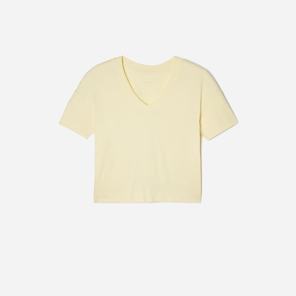 The Organic Cotton Slouchy V-Neck | Pastel Yellow