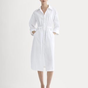 The Drawcord Shirtdress in Ultrasoft Cotton | White