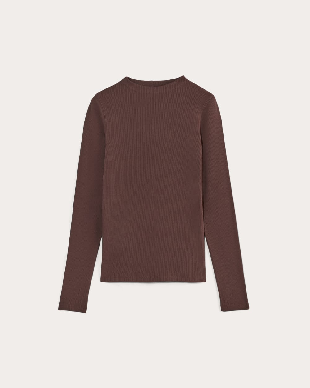 The Luxe Rib Funnel-Neck Tee | Dark Mahogany - Image 2