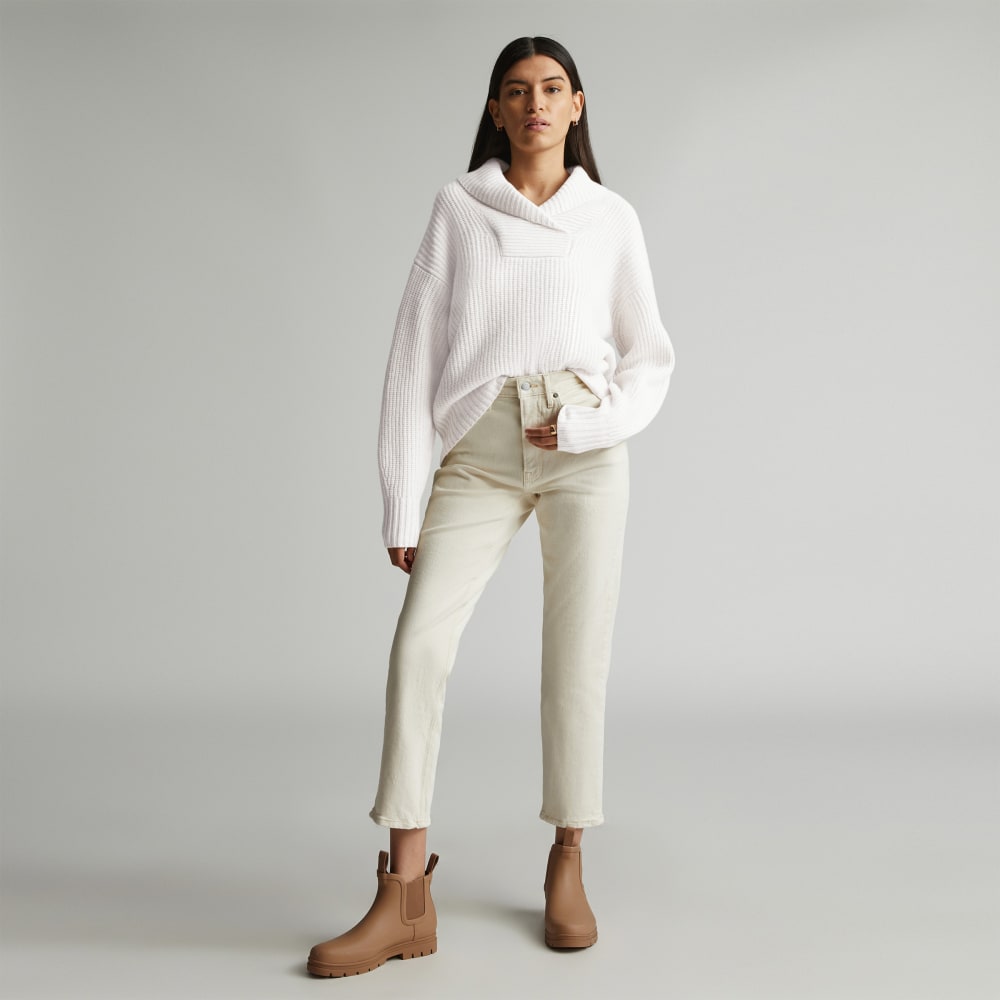 The Felted Merino Shawl Collar Sweater | Heathered Oat - Image 6