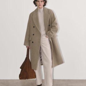The Double-Breasted Coat in Wool | Heather Taupe