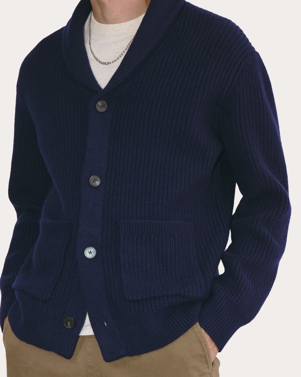 The Felted Merino Shawl Collar Cardigan | Deep Navy - Image 4