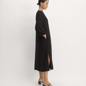 The Linen A-Line Midi Dress | Black