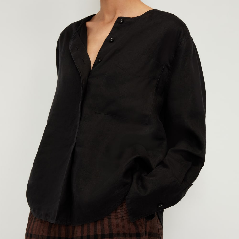 The Linen Popover Shirt | Black - Image 4
