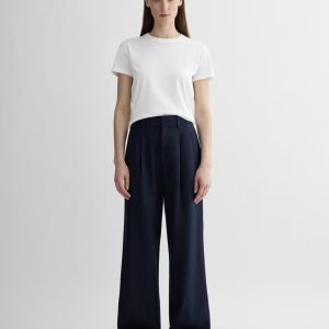 The Draper Pleated Pant in Buttersmooth | Navy | 30 Inseam