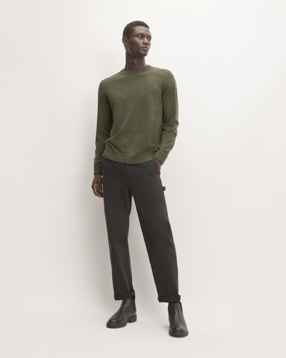 The Grade-A Cashmere Crew | Heathered Army Green - Image 3