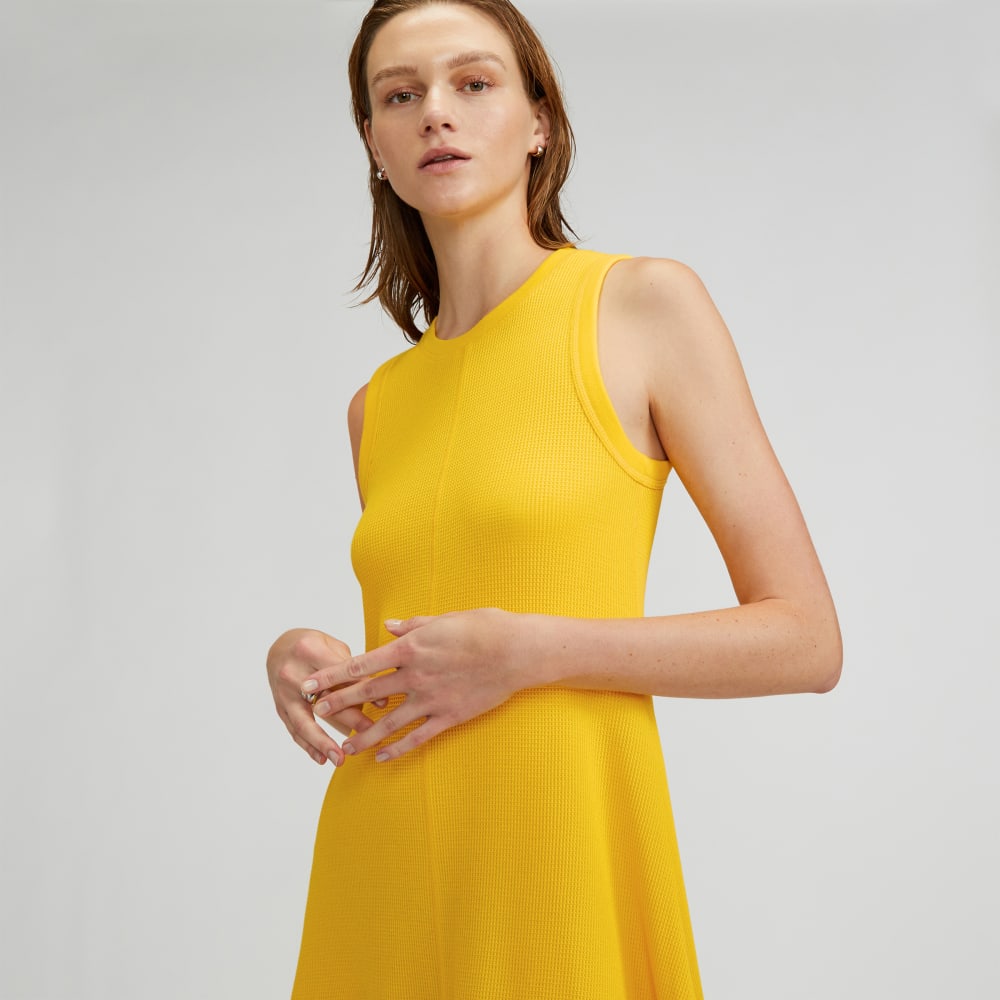 The Organic Cotton Waffle Tank Dress | High Visibility Yellow - Image 4