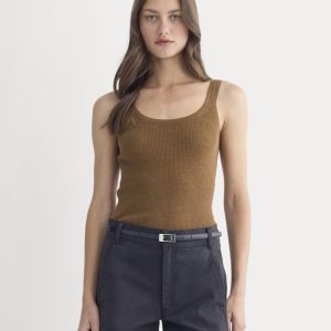 The Light Ribbed Cami in Ultrasoft Merino | Heathered Toffee