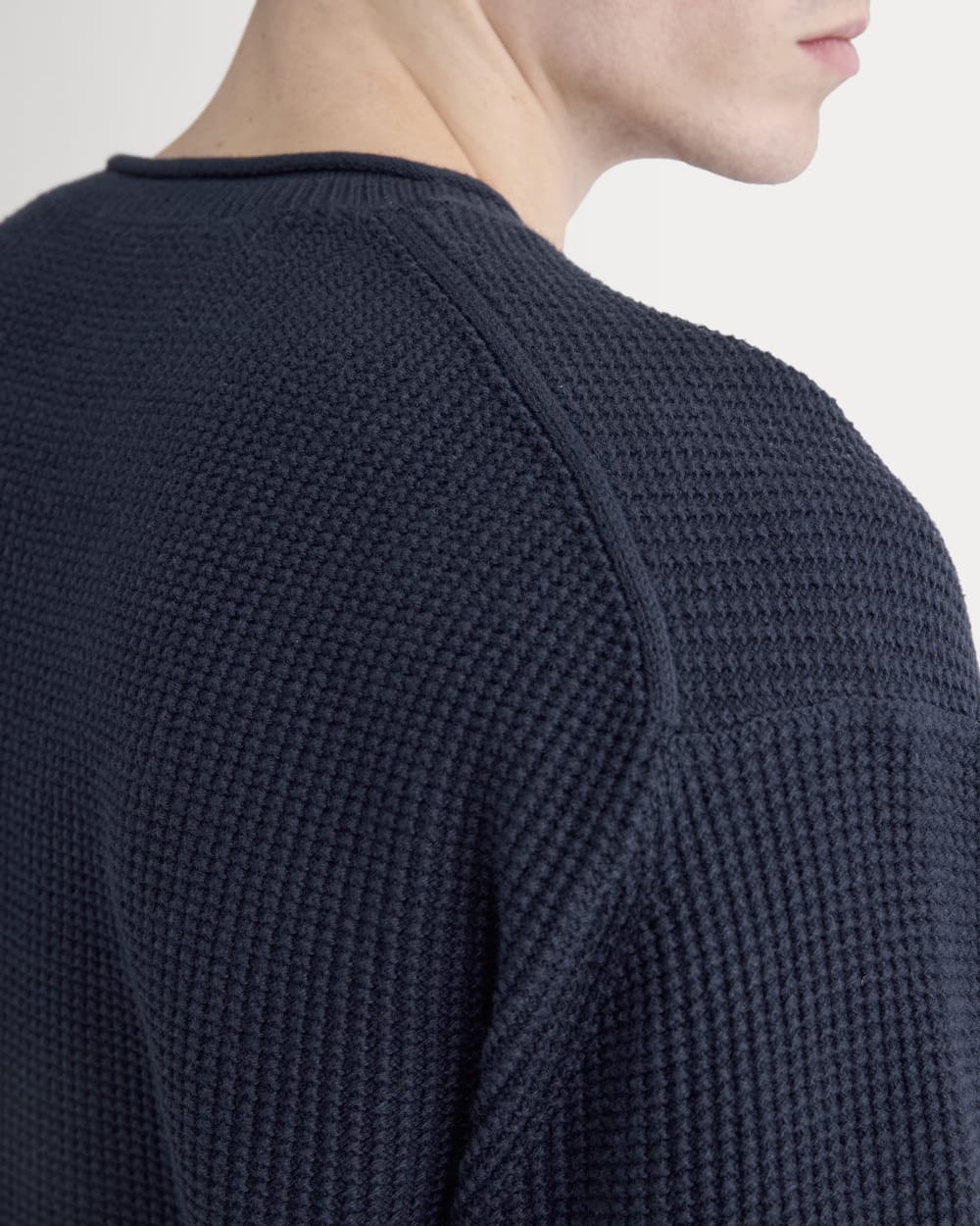 Waffle Rollneck Crew in Everyday Cotton | Navy - Image 4