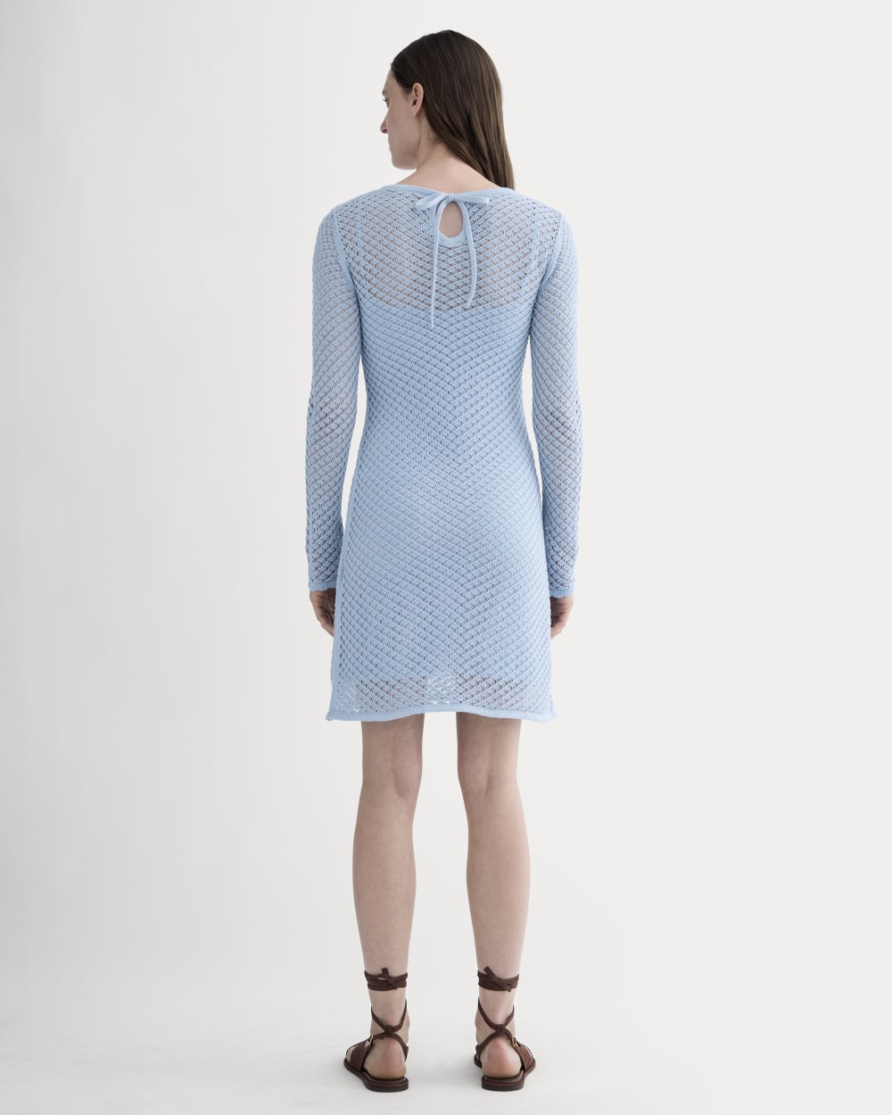 The Lace Knit Mini Dress | Sky Blue - Image 4