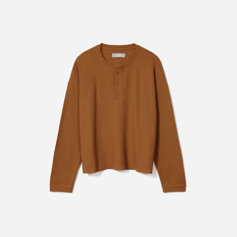 The Organic Cotton Waffle Henley | Toasted Almond