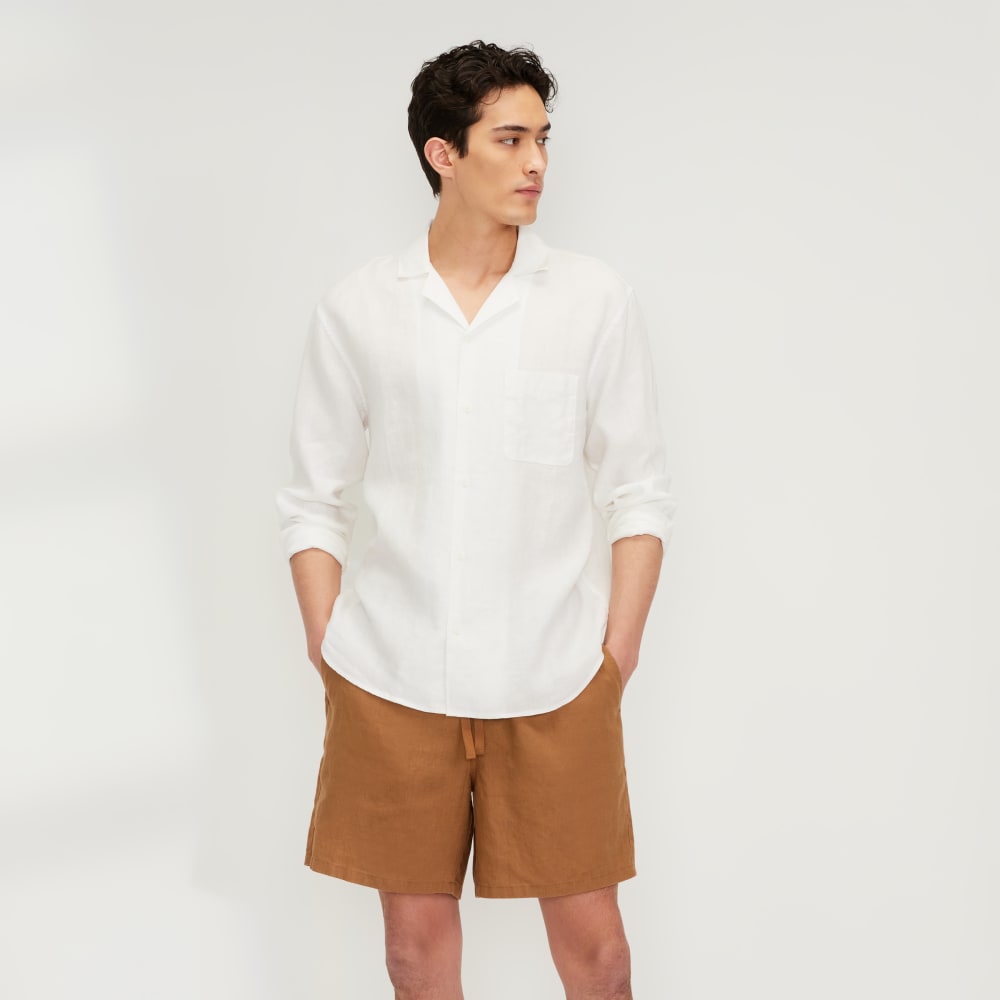 The Relaxed Linen Long-Sleeve Shirt | White