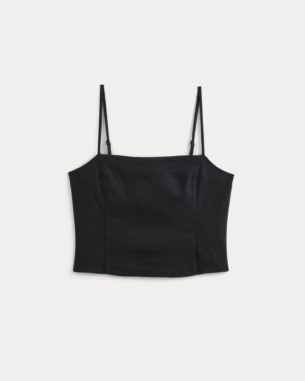 The Seamed Top in Stretch Linen | Black - Image 2