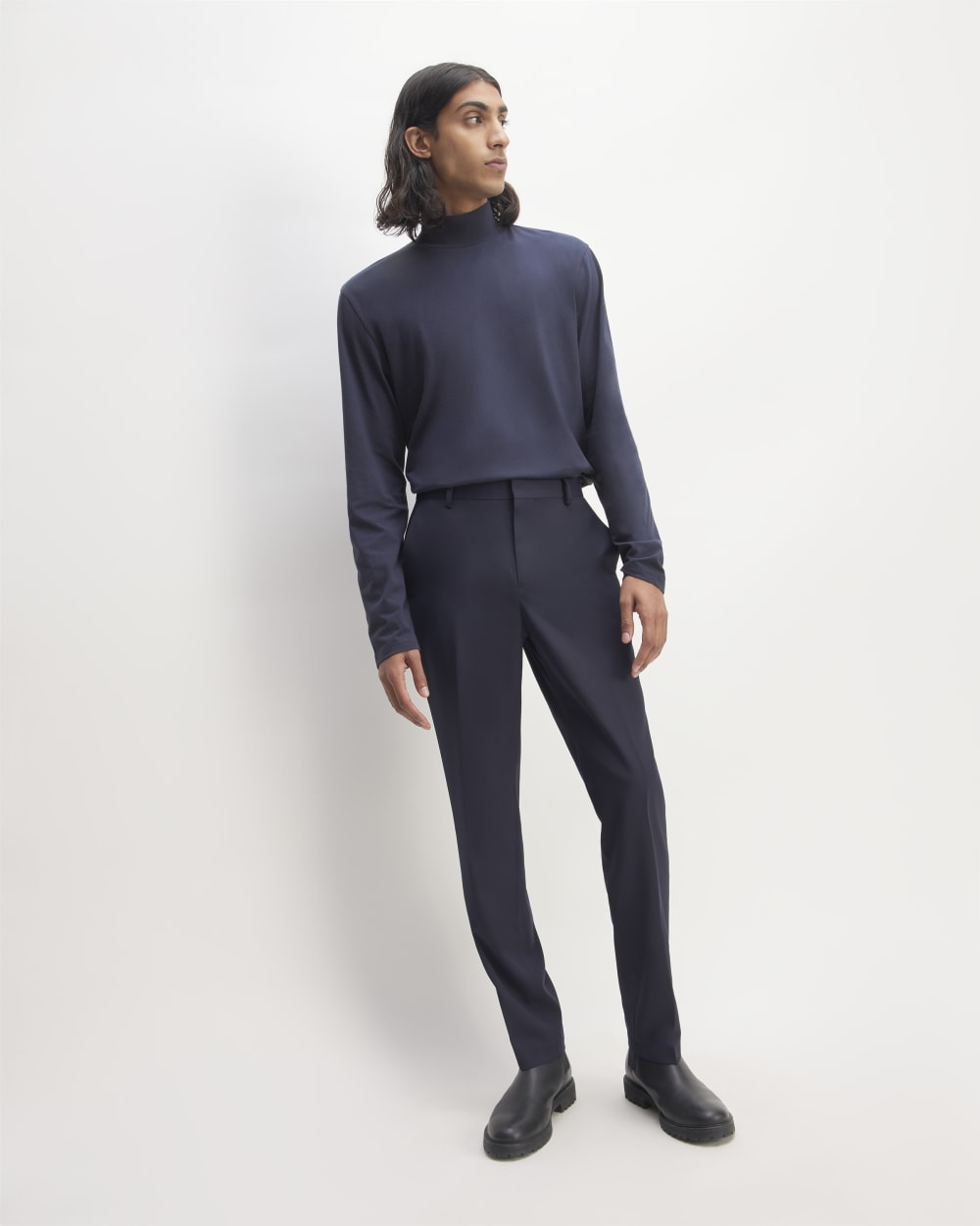 The Organic Cotton Long-Sleeve Turtleneck | Deep Navy - Image 3