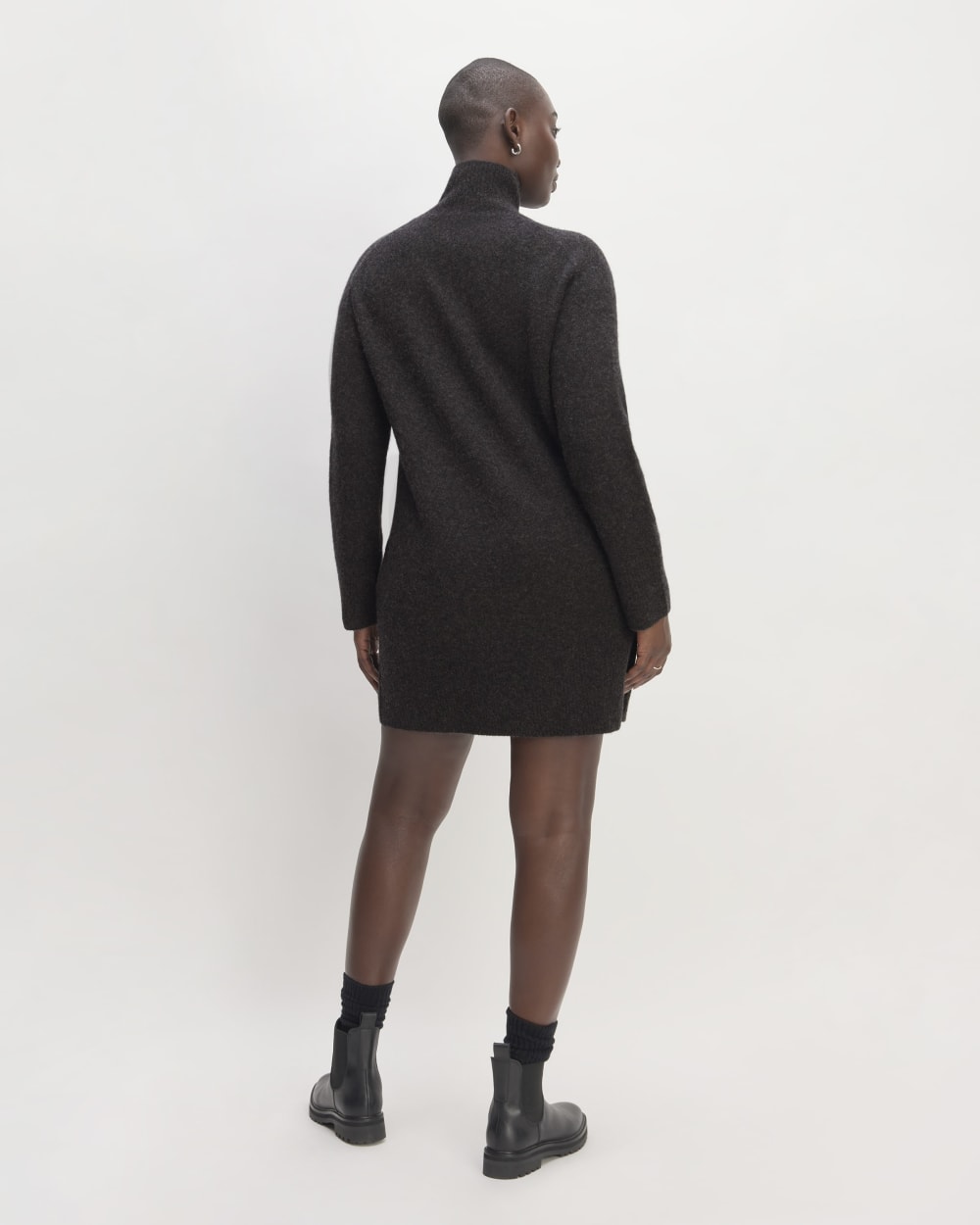 The Cozy Stretch Turtleneck Dress | Charcoal - Image 6