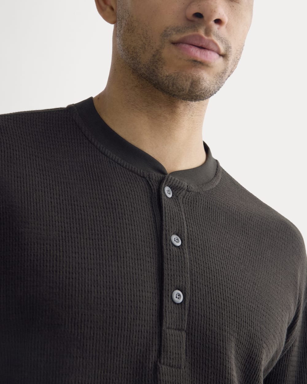 Thermal Henley in Cozy Waffle | Black - Image 4