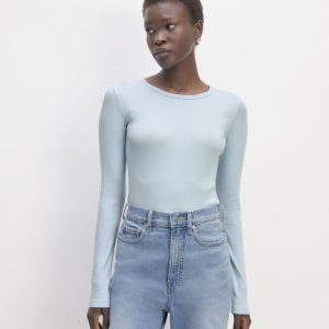 The Luxe Rib Long-Sleeve Crew | Chambray Blue