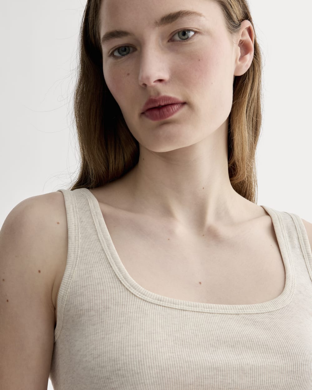The Luxe Rib Square-Neck Tank | Heathered Oat - Image 2