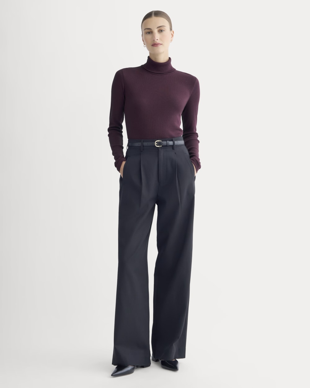 The Luxe Rib Turtleneck | Heathered Port Royale - Image 3