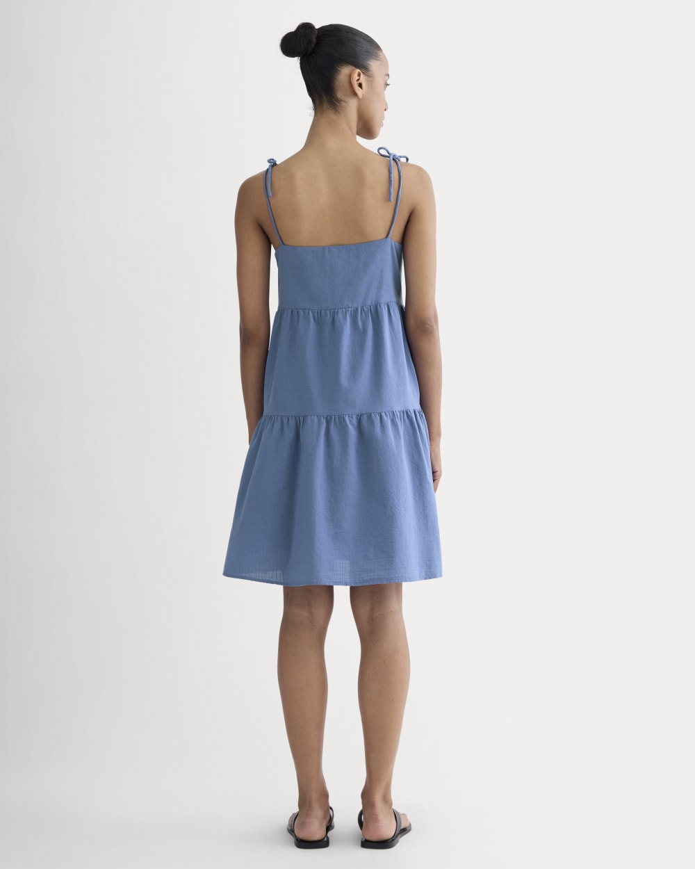 The Gauze Mini Tiered Dress | Soft Cobalt - Image 4