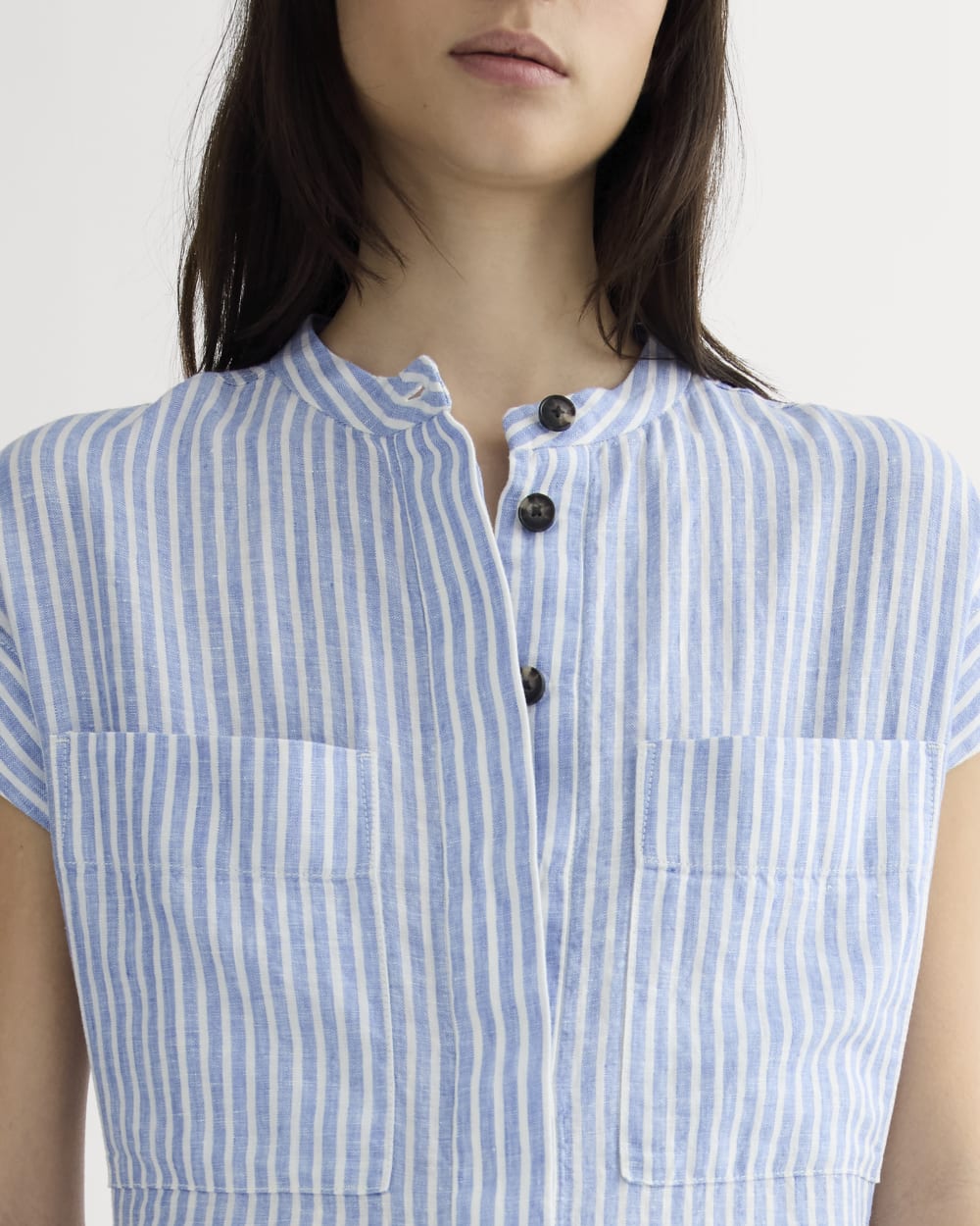 The Craft Dress in Linen | Bluebell / Bone - Image 3