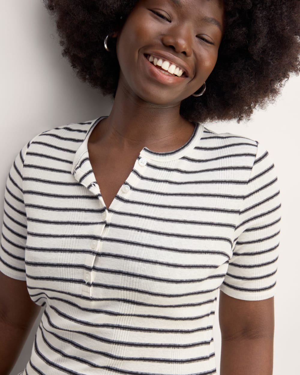 The Vintage Rib Henley | Bone / Black - Image 4