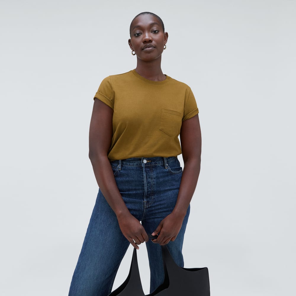 The Box-Cut Tee in Essential Cotton | Tapenade | Pocket - Image 4