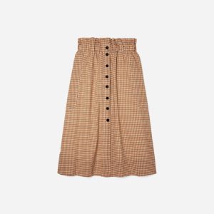 The Easy Button-Front Skirt | Burnt Orange Gingham