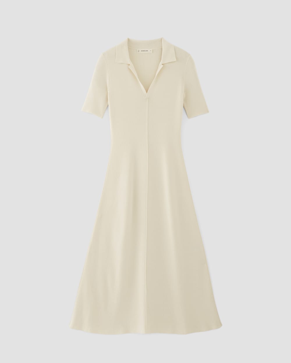 The Viscose Knit Polo Midi Dress | Beige - Image 2