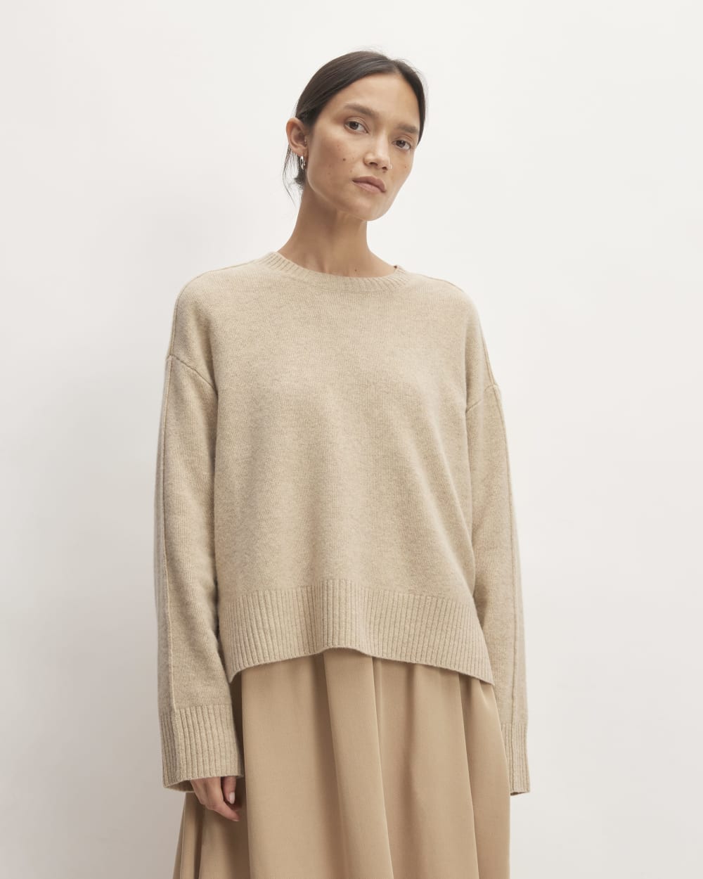 The Good Merino Wool Crewneck Sweater | Light Camel / Dark Oat