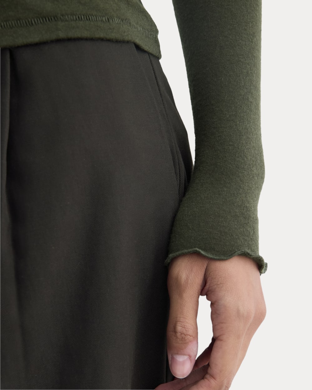 Sheer V-Neck Cardigan in Butterluxe | Dark Green - Image 4