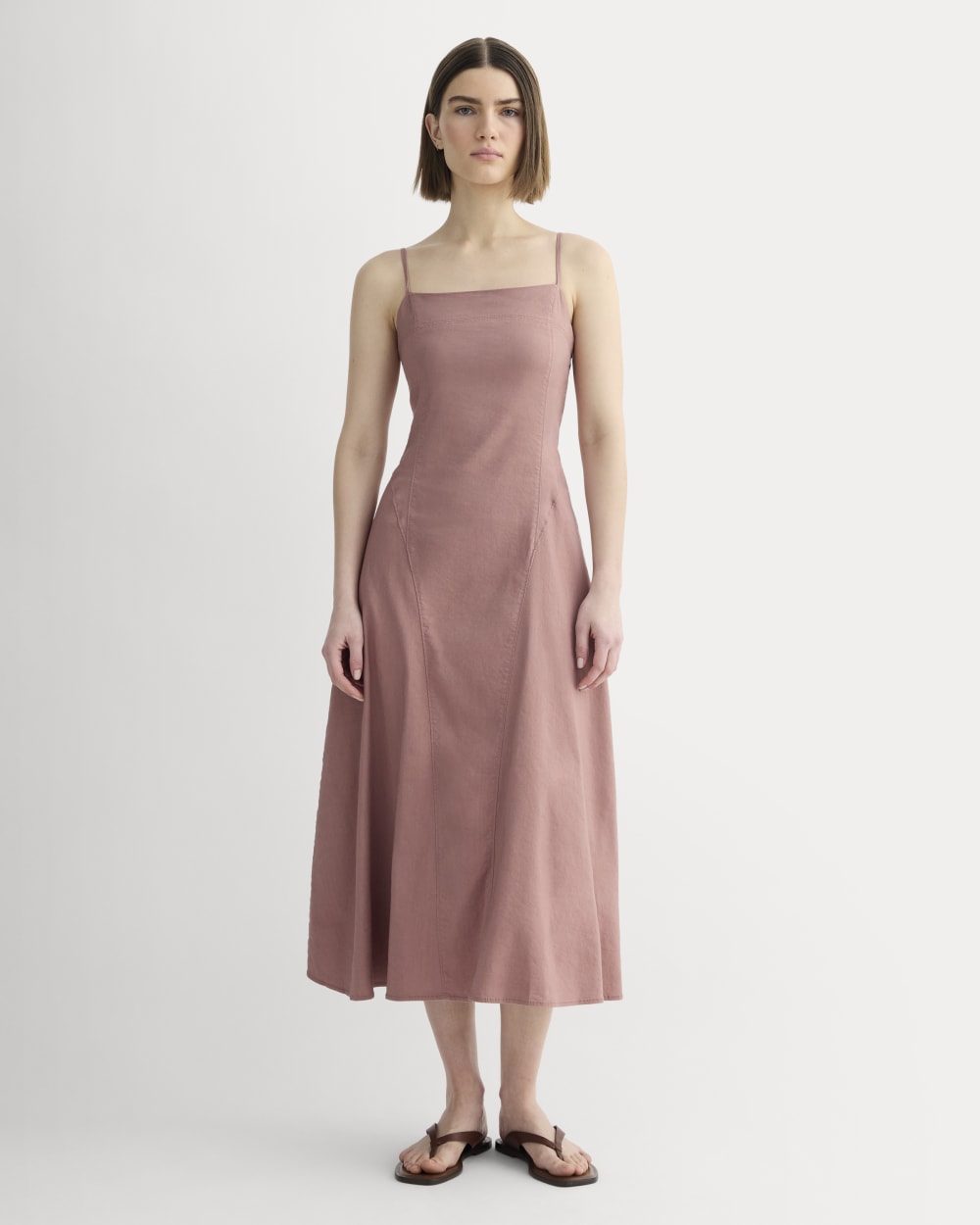 The Seamed Dress in Stretch Linen | Rose Dusk