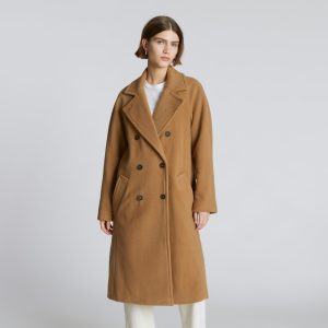 The Italian ReWool? Long Peacoat | Camel