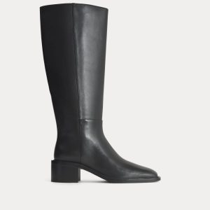 Leather Knee-High City Boot | Black