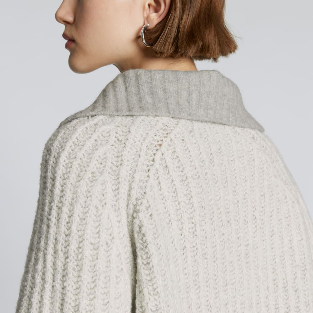 The Luxe Teddy Oversized Half Zip Sweater | Canvas Tan / Heather Grey - Image 4