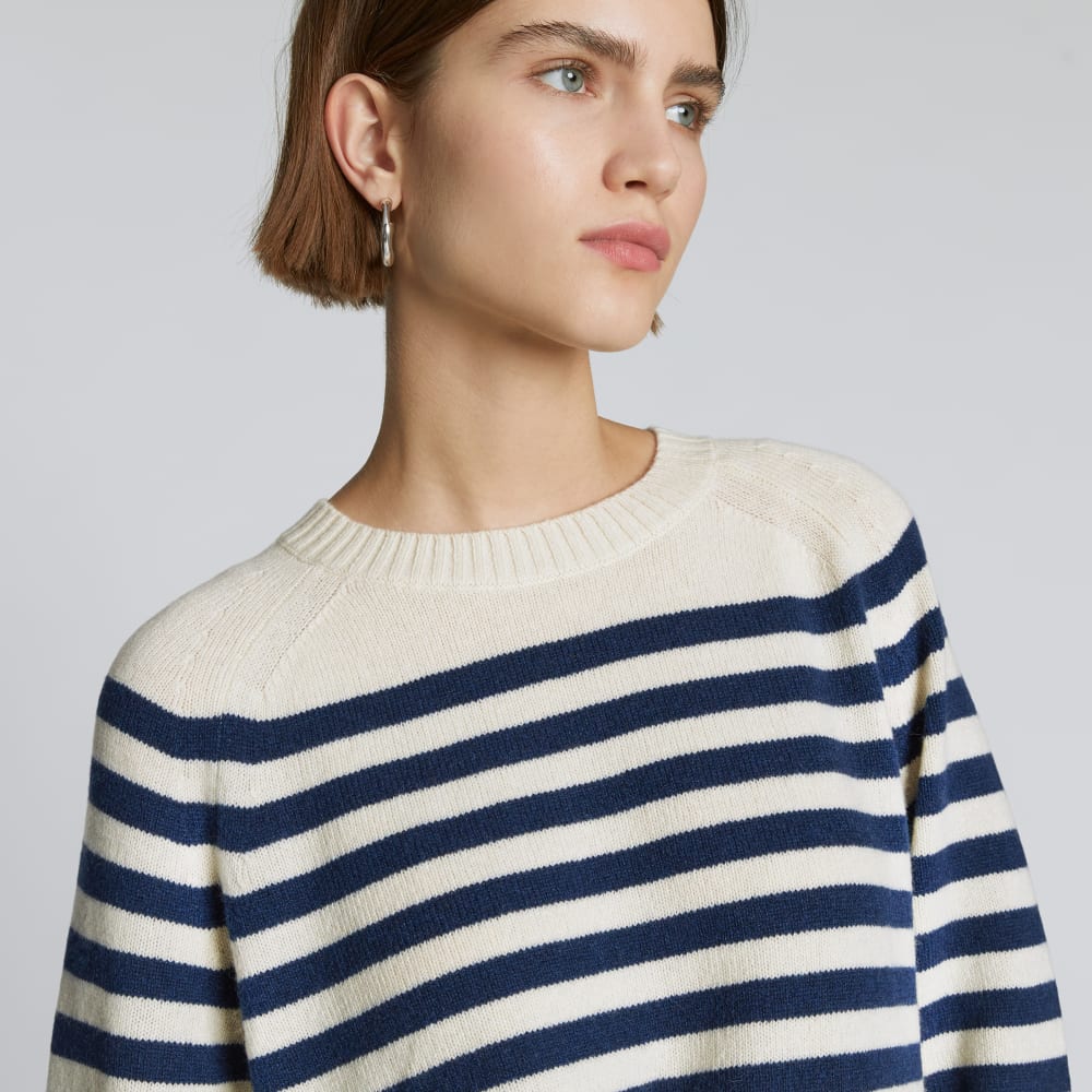The Cashmere Boxy Crew | Bright Navy / Bone - Image 8
